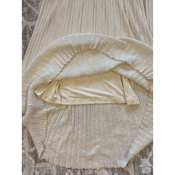 Floreat Dress Womens Medium Petite Ivory Lace Bell Sleeve Pleated Knit Midi - Picture 8 of 15